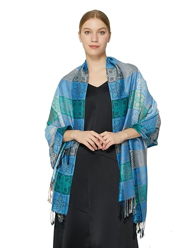 PANTONIGHT Women's Cashmere Feel Jacquard Scarf Soft Scarf Warm Large Size Shawl Party Scarf