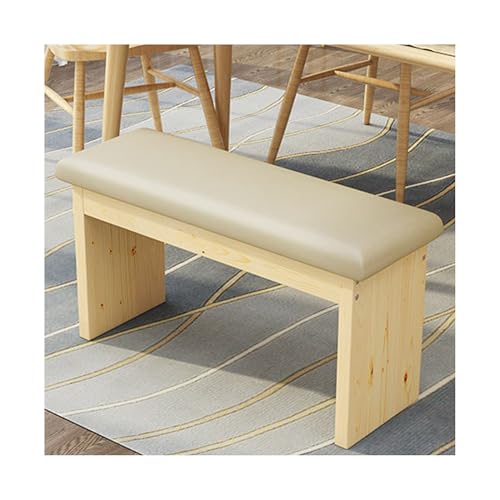 Banc rustique en bois massif 60x30x45cm avec coussin d'entrée