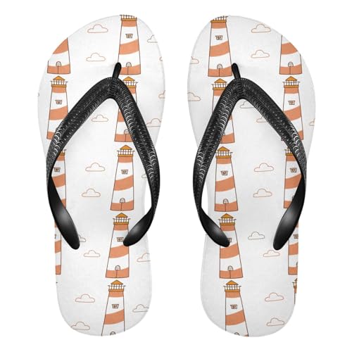 Lighthouse Cloud White Flip Flops for Beach Thong Sandals Anti-slip Lightweight Shower Shoes for Indoor Outdoor House