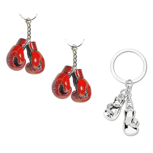 3 Pcs Llavero de Guantes de Boxeo Deportivos Colgante Plano 2d de Guantes de Boxeo Ideal Para Accesorios deportivos de Moda Recuerdos de Viaje Regalos Personalizados Para Hombres Regalos Creativos