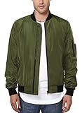 HEMOON Men's Casual Sportswear Lightweight Baseball Bomber Jacket L Green