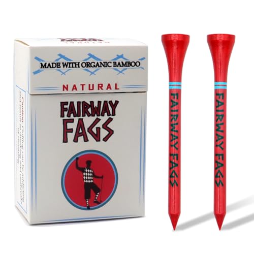 Bamboo Golf Tee Caddy - Funny Style Box Durable 2 3/4 Biodegradable Wooden Golf Tees Novelty Golf Gift for Men & Women Wood Golf Tees 2 3/4 Inch (20 Pieces)