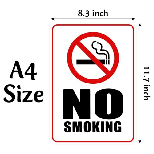 Image of CVANU NO SMOKING Warning Safety Self-Adhesive Waterproof PVC Vinyl Sign Sticker Size (11.7inchX8.3inch) Pack of 20