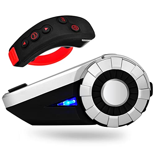 Freedconn Bluetooth Intercom Motorcycle Headset Wireless Headset Communication Intercom Systems,Hard &Soft Microphone(L3 Remote Controller/8 Riders/Stereo music/1500M/FM Radio/Handsfree/T-REX)