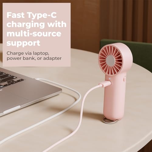 Image of Lifelong Hand Fan with Ice Touch | Portable & Foldable Rechargeable Fan with 2000mAh Battery, 5 Speed Settings,Type-C Charging, Powerful Cooling, Start with Long Press, Non-Slip Base, Travel Friendly