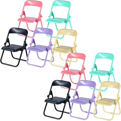Lot de 10 supports de téléphone pliables multicolores, couleur bonbon, support de téléphone portable, mini chaise pliable, tabouret pliable, accessoires de...