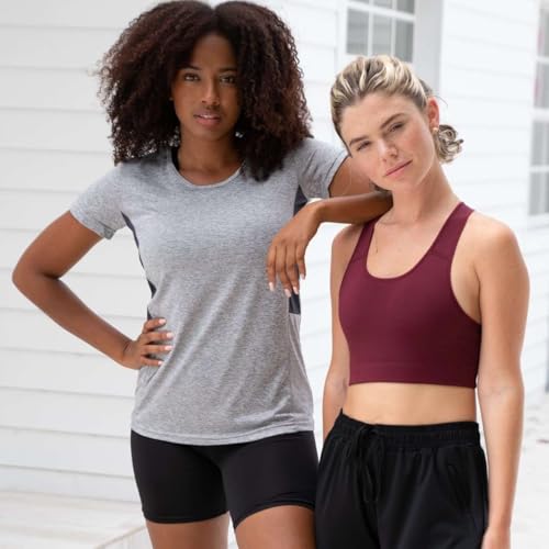 Image of Real Essentials 5 Pack: Women's Short Sleeve T-Shirts Workout Tops Fitness Pilates Gym Activewear Athletic (Plus Available)