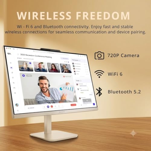 Image of Lenovo A100 All-in-One Desktop Computer, 23.8 Inch IPS FHD Display, Intel N100 Processor, 32 GB RAM, 1 TB SSD, Intel UHD Graphics, Wired Keyboard & Mouse, Windows 11 Pro, White