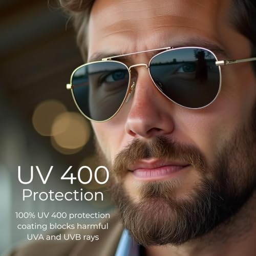 3-Pack Aviator Polarized Sunglasses Womens & Men – UV400 Protection, Stylish & Lightweight Mens Sunglasses, 3 Colors (Grey/Green/Pink, 58mm - Medium)2