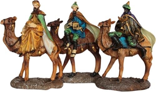 BEST&FREE X3 Figuras Reyes Magos Belen como Figuras Belen Navidad 20 cm. 3 Reyes Magos con Camellos para Belenes De Navidad. Completa Tu Portal De Belen con Las Tres Figuritas De Los Reyes Magos.