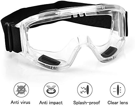 Kookye SL-52 Safety Goggles Glasses with Clear Fog-Free Anti-Spittle Anti Scratch Protection Coated Lenses Spectacles Eye Protection for Adult