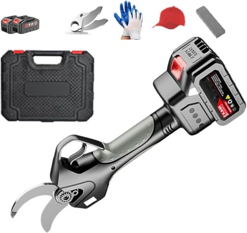 電動ハサミ, 園芸用剪定鋏 21V 2.0AH プロ仕様電動鋏 ツリープルーナー 庭、農場用 バッテリー2個付き