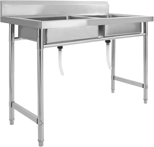 Freistehende Edelstahl Spüle - Doppelbecken Mit Arbeitsplatte