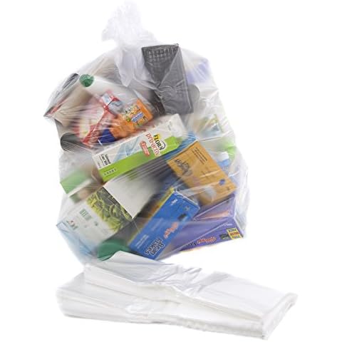 bag it Plastics Recycling Bags Sacks Clear Refuse Rubbish 64 Gauge - Pack of (10) Cover