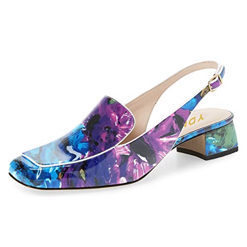 Image of YDN Women Closed Square Toe Block Low Heels Slingback Formal Loafer Dressy Shoes Office Lady Pump Size 4-15 US