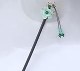 DPWOUM 1PC Green Flower Japanese Chinese Hair Sticks Pearl Retro Wooden Hairpin Flower Hair Chopsticks Vintage Hanfu Pins Headdress Classic Hair Fork for Long Hair Women，Hair Pins，Hair Accessories，