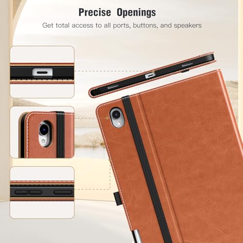Image of MoKo Case for Samsug Galaxy Tab S11 2025 11-Inch, Brown | S Pen Holder, PU Leather, 2 Adjustable Angle, Auto Wake /Sleep, Hand Strap, Front Pocket, 2 non-slip grooves
