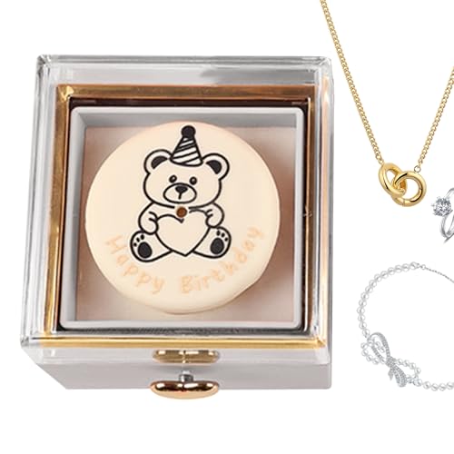 Genérico Caja de anillo, cajas de anillo - Bear Propuesta de torta Topeador de anillo - Accesorios de joyería reversibles Almacenamiento de pendientes para pulseras, cumpleaños y boda