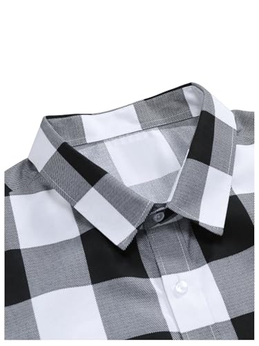 SOLY HUX Men's Basic Short Sleeve Plaid Shirts Button Down Collared Shirt Casual Work Business Tops3