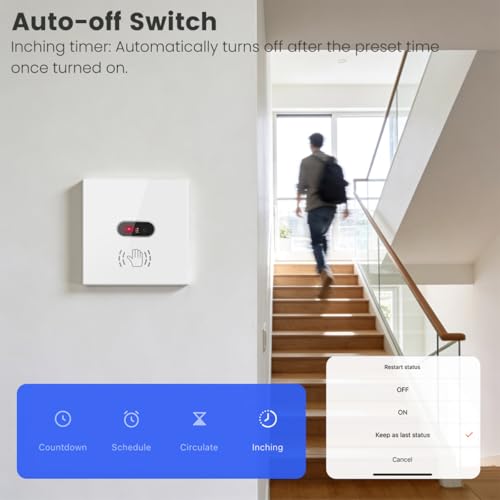 Smart Motion Sensor Light Switch Wifi Motion Sensor Hand Wave Switch, 8cm Sensor Switch 10A, Voice Contral Suitable for Bedroom Kitchen Bathroom (Support No-Neutral & Neutral Required) - Image 5