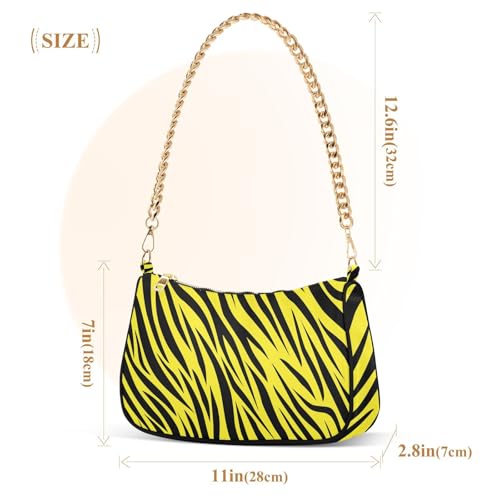 Shoulder Bag for Women Abstract Yellow Zebra Prints Hobo Purses Handbags for Women with Chain Strap3
