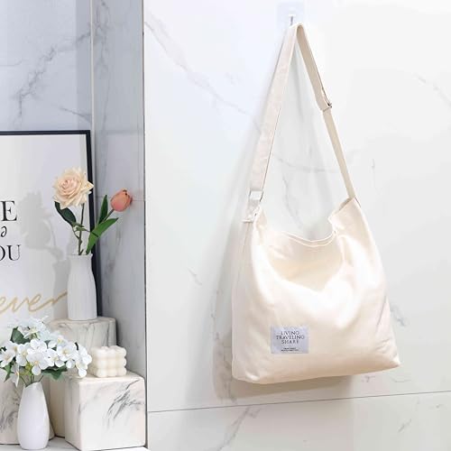 Image of COOLOME Canvas Tote Bag for Women - Crossbody, Shoulder, Travel & Beach Bag