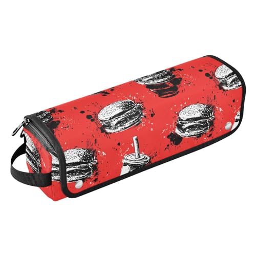 Bolso organizador de viaje para herramientas de cabello Pop Art Burger rojo para planchas, rizadores y accesorios de cuidado capilar, con diseño 2 en 1 y tapete resistente al calor