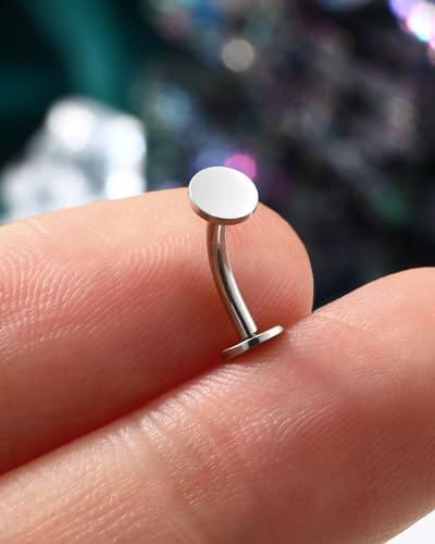 COCHARM 16g Titanium Vertical Labret Jewelry Flat Back Disc Rook Piercing Jewelry Surgical Steel Vertical Rook Earrings Vertical Labret Stud 8mm Eyebrow Rings Titanium,16g Belly Button Rings4