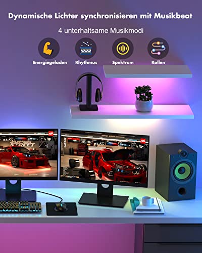 FUPT LED Strip,LED Streifen, USB, RGB, Timer Einstellung, Lichterkette mit Fernbedienung, Musik-Synchronisation, Farbwechsel, Band-Lichter für Beleuchtung,(3m)
