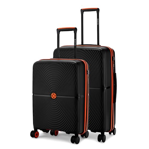 Image of Nasher Miles Bali Hard-Sided Polypropylene Luggage Set of 2 | 55cm & 65cm | 8 Wheels Small & Medium Trolley Bag for Travel | Suitcase (Black)