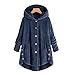 Produktbild iHENGH Damen Herbst Winter Bequem Mantel Lässig Mode Jacke Frauen Knopf Mantel Flauschige Schwanz Tops Mit Kapuze Pullover Lose Pullover