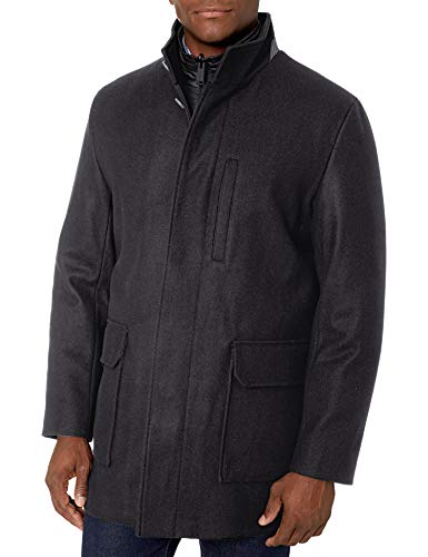 Cole Haan Men's Melton Wool 3 in 1 car Coat, Charcoal, Medium
