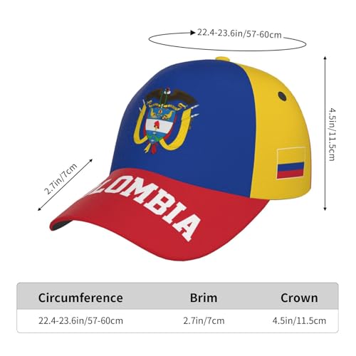 Image of Colombia Flag Colombian 3D Print Baseball Caps Unisex Hat Patriotic Cap Multicoloured
