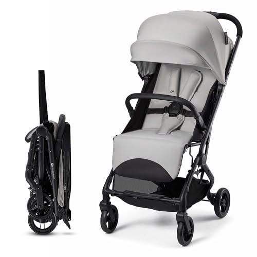 Kinderkraft INDY 3 silla de paseo ligera 7,3 kg, desde el nacimiento hasta 15 kg, plegado con una mano CLICK & FOLD, compacta, ruedas TPR, arnés 5 puntos, Gris