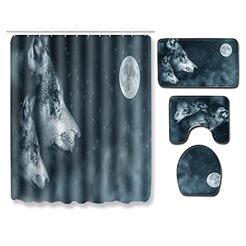 Claean-Acces-Home Toilettendeckelbezug Tier Badezimmer Vierstöckige Küche Fuß Pad Wohnzimmer Teppich-S Wolf 10_45 * 75 + 180 * 180