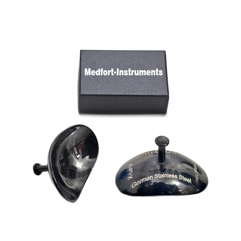 Corneal Eye Shield Protector, Stainless Steel, 32mm X 21mm, X-Large, Black, 2-Piece Set