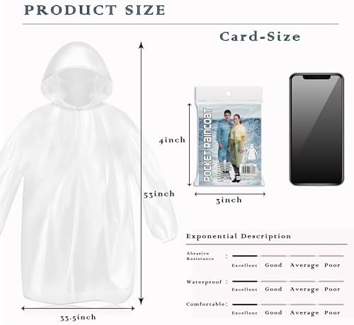 10 Pack Disposable Rain Ponchos for Adults, Card-Sized Emergency Ponchos Family Pack with Hood for Travel — 사진 2