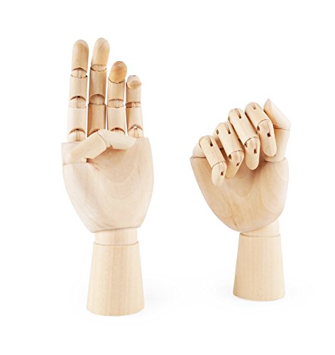 Arte de madera mano, nicwhite artista Jointed articulado maniquí madera mano, sectioned Opposable figura Escultura maniquí modelo de mano con FLEXIBLE dedos, para dibujo,10",12" 7" Left+Right Hand Cover