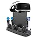 CHIN FAI Vertikales Standkühlungsladungs-Dock, 5-in-1 DVD Halter, 9PCS Spiele-Disketten-Speicher, VR-Standplatz, Doppelladestation für PS4 / PS4 dünn / PS4 Pro/PS VR［Upgrade-Version］