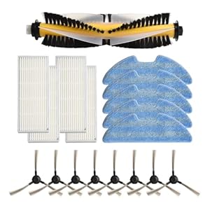 EaseSunny Hauptbürste, Seitenbürste, Filter, Wischtuch für Blaupunkt Bluebot XPOWER+, 4 Bürsten, 5 Filter, 8 Pads, Saugroboter Teile