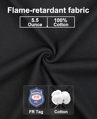 Image of BOCOMAL FR Shirts Flame Resistant Shirt 5.5oz 100% Cotton Light Weight CAT2 Fire Retardant Henley Shirts