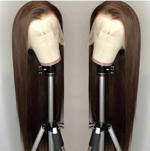 ELESTY Brown Synthetic Lace Front Wig Long Straight #6 Lace Front Wig For Women Heat Resistant Fiber Makeup Lace Wigs