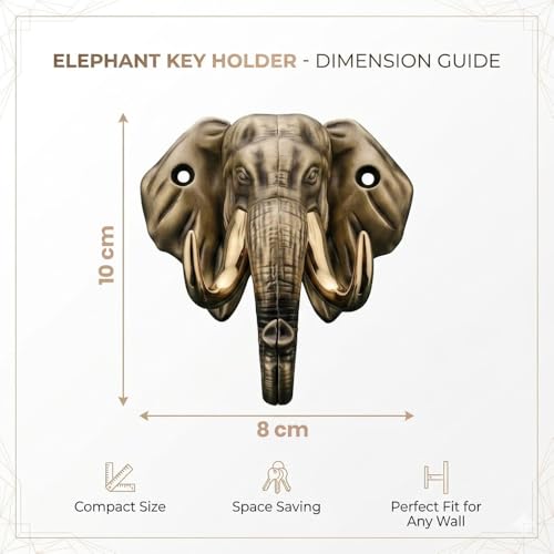 Image of Premium Elephant Key Holder for Wall, Vintage Metal Key Rack, Antique-| 3 Years Warranty |