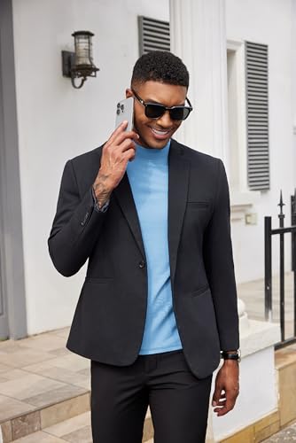 Image of COOFANDY Mens Mock Turtleneck Shirts Casual Premium Cotton Short Sleeve Shirt Basic Half Neck T-Shirts