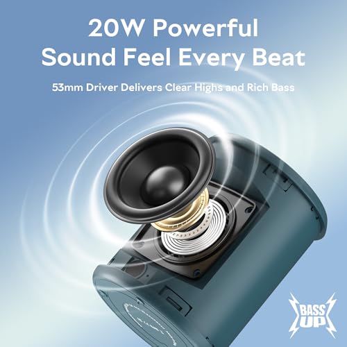 Image of Portable Bluetooth Speaker, IPX7 Waterproof Wireless Speaker with 20W Loud Stereo Sound, 15H Playtime & Beat-Synced RGB Light, Small Outdoor Speaker for Shower, Pool, Beach,Hiking,Gifts(Blue)