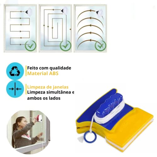 Limpa Vidros Magnético Rodo Mágico Dupla Face Super Ímã - Doublefaced Glass Clean