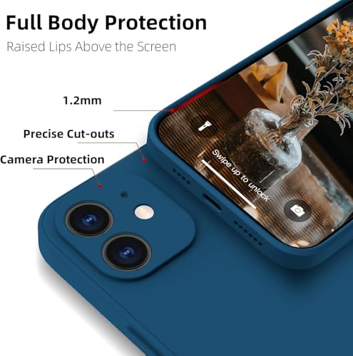 Image of DIZORO Square Candy Liquid Silicone iPhone Case Cover for iPhone 12, All Cube Series with Microfiber Lining Compatible iPhone 12 (6.1 inch) (Cosmos)