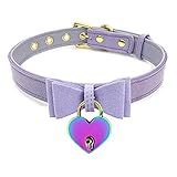 LEWECEEO PU Leather Bow Collar Necklace Choker with Bell Cat Cosplay Kitty Necklace Choker Collar for Women