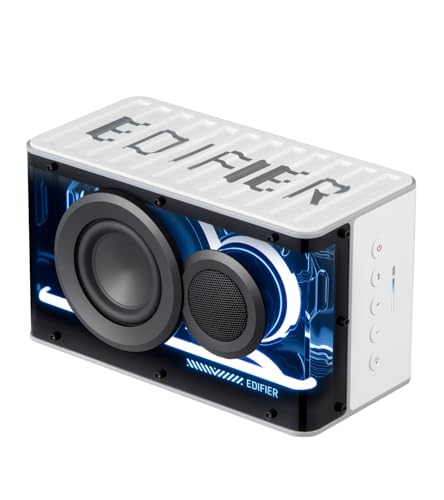Image of Edifier QD25 Bluetooth Speaker | Portable Desktop Audio, 25W (RMS) Dynamic Sound, Hi-Res Audio, Splendid Light Effects, 15H Playtime, Bluetooth 6.0, Wireless Stereo Pairing, White