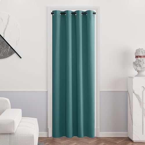 PONY DANCE Cortina Opaca Termica Aislante Frio y Calor Cortinas para Ventanas Salon & Dormitorio Cortina Opaca 1 Pieza Cortinas Infantiles Niño, 140X240 CM (Ancho x Alto), Verde Turquesa